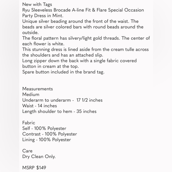 Ryu Mint Sleeveless Brocade A-Line Dress - Picture 16 of 16